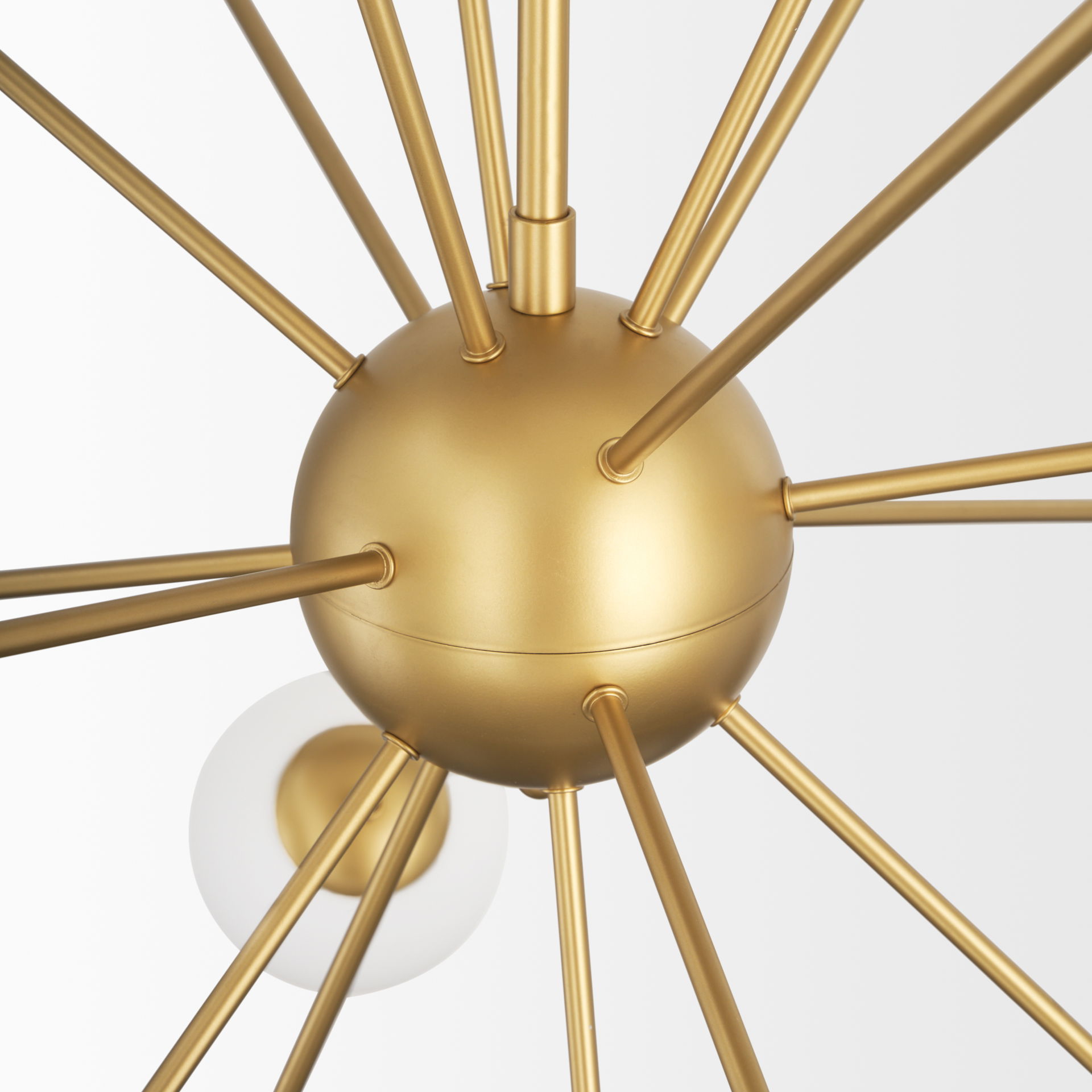 Barbara Brushed Gold Metal with Frosted Glass Globes  18-Light Chandelier, by Mercana, 48.82" length x 48.82" width x 48.82" height View 8