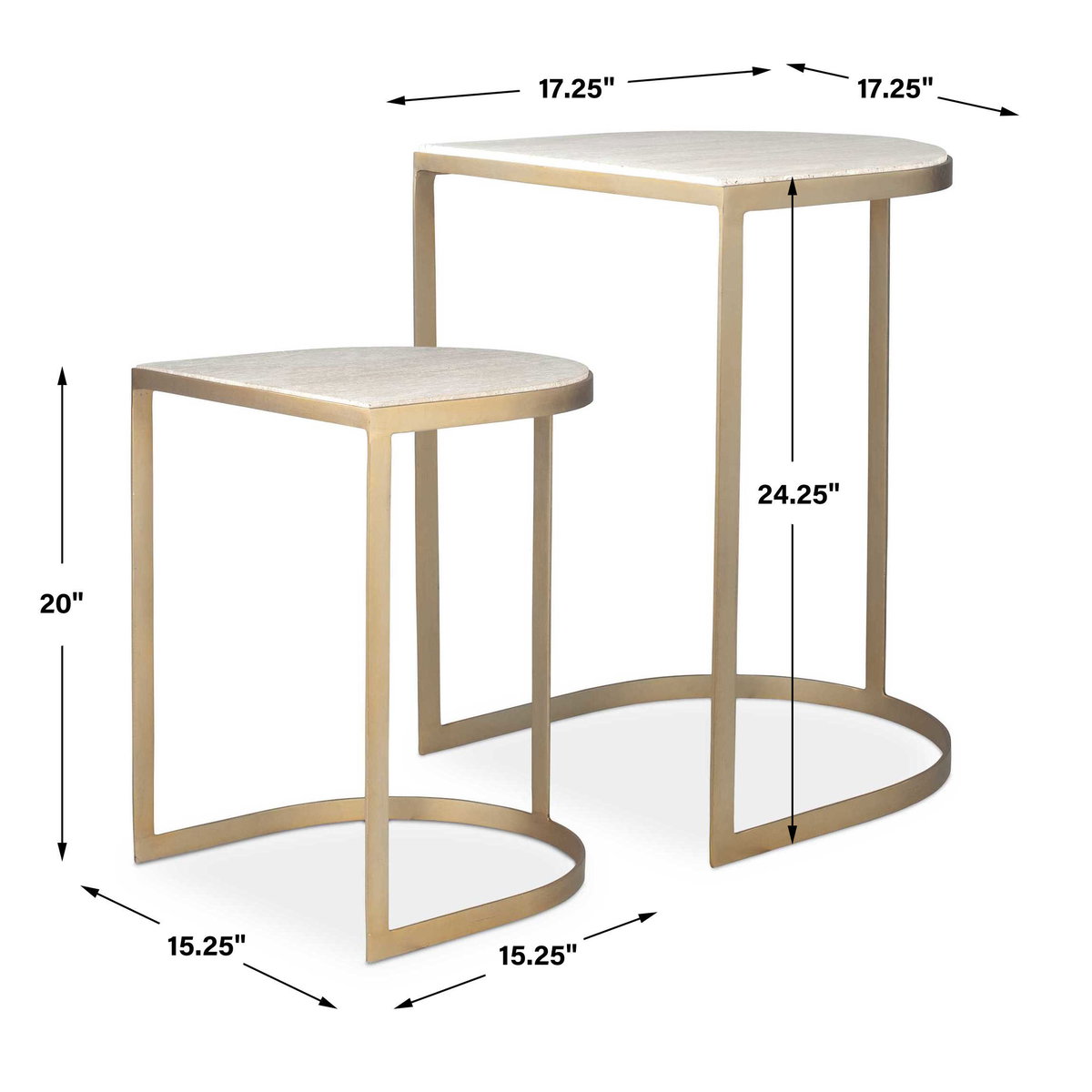 Lindon Travertine Nesting Tables Set/2, Side & End Table by Uttermost, 17.25" width x 24.25" height x 17.25" depth View 3