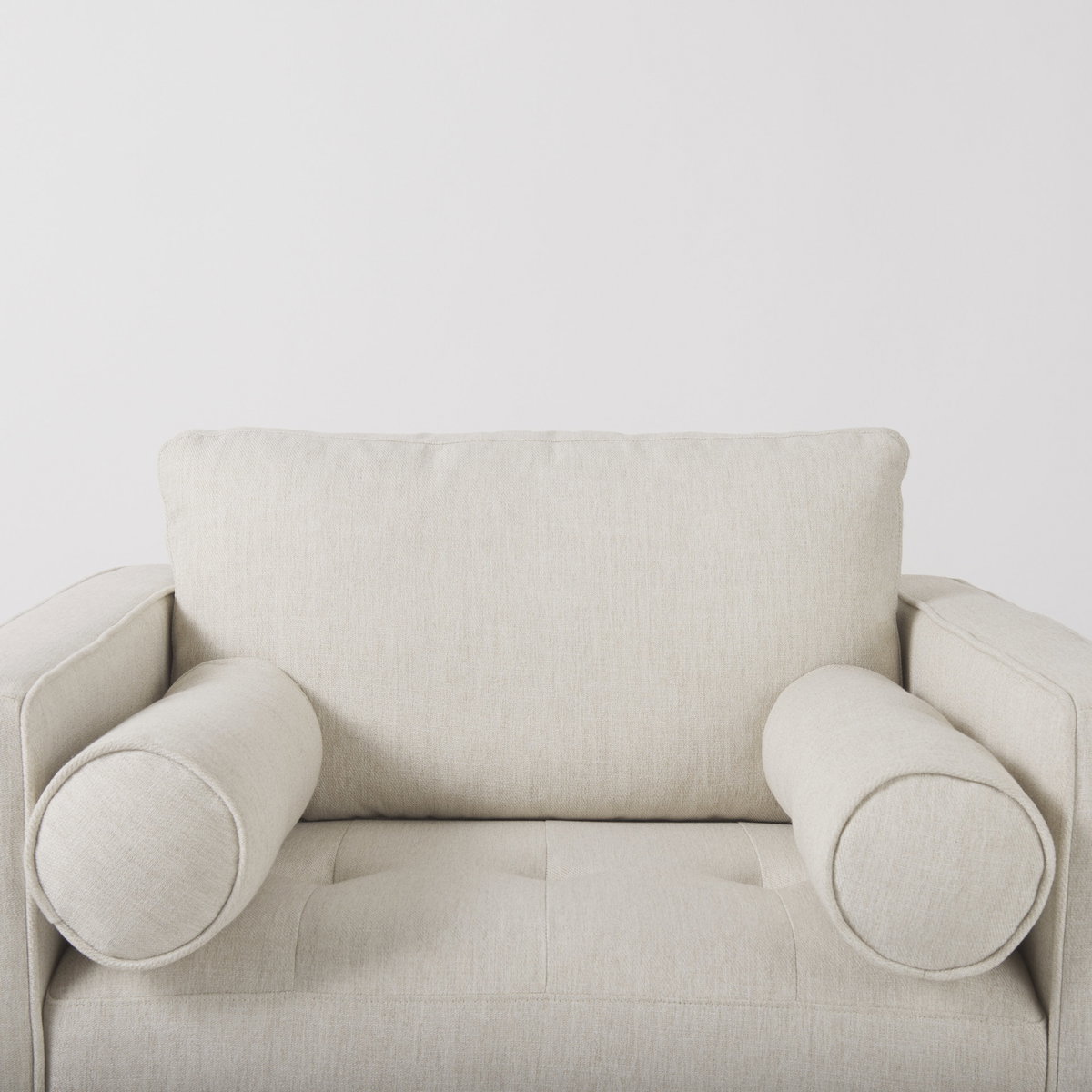 Loretta  Cream Fabric Chair with Two Bolster Cushions, Accent Chair by Mercana, 40.75" length x 36.22" width x 33.86" height View 10