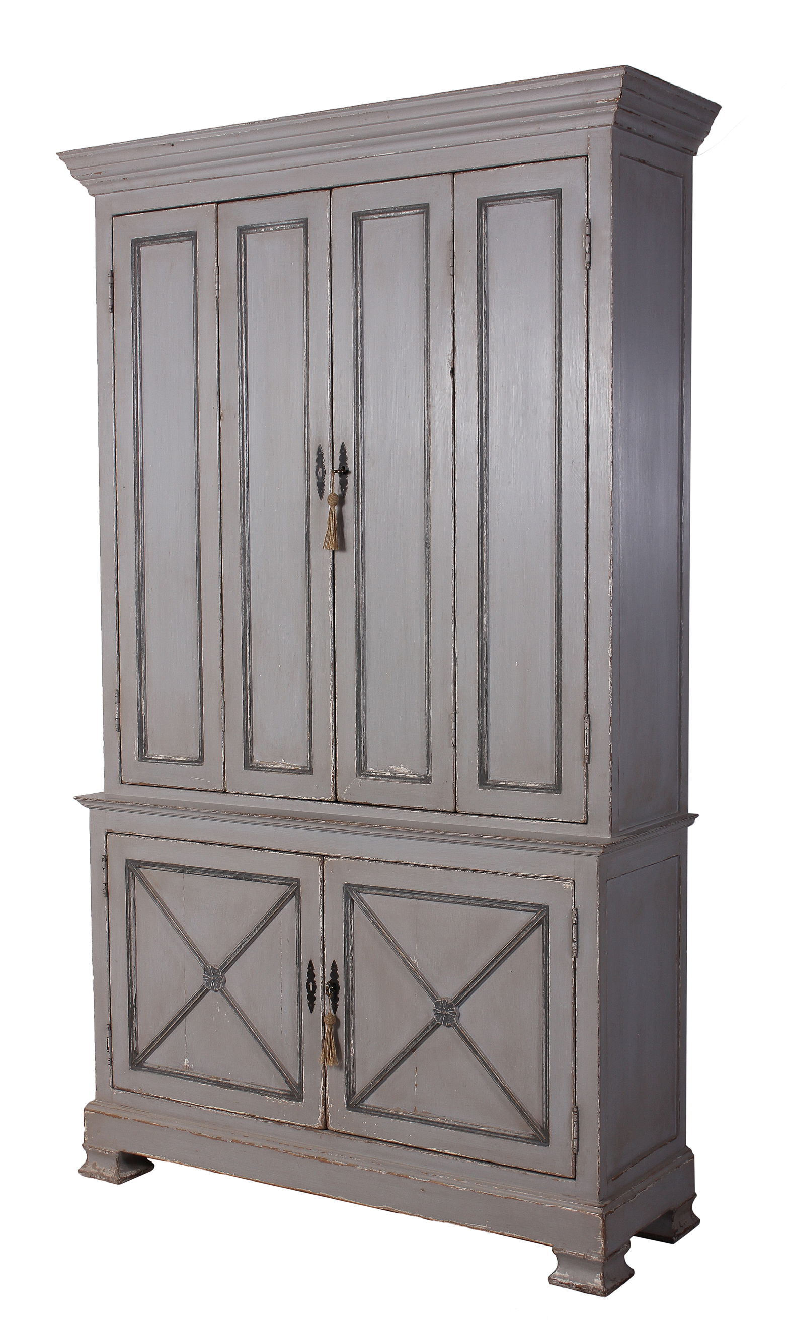 *Painted Directoire Style Cupboard, Shelving & Bookcase by Sarreid, 54" length x 17" width x 89" height View 2