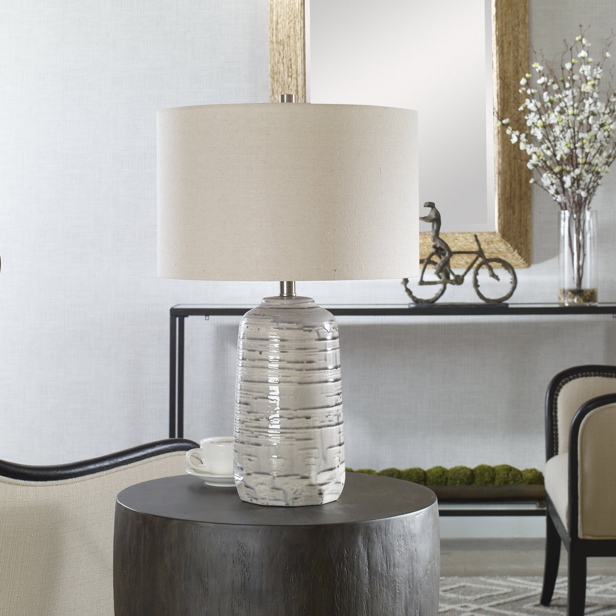 Cyclone Ivory Table Lamp, by Uttermost, 1'4" width x 2'0.75" height x 1'4" depth View 10