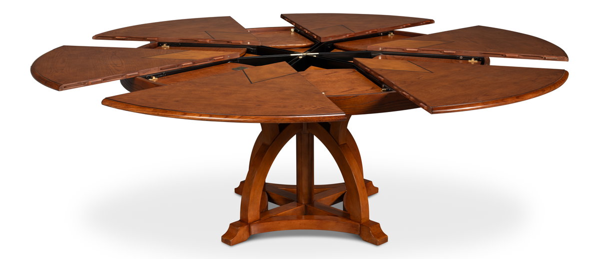 Austin Jupe Dining Table Medium Walnut, by Sarreid, 4'7" length x 4'7" width x 2'6" height View 2