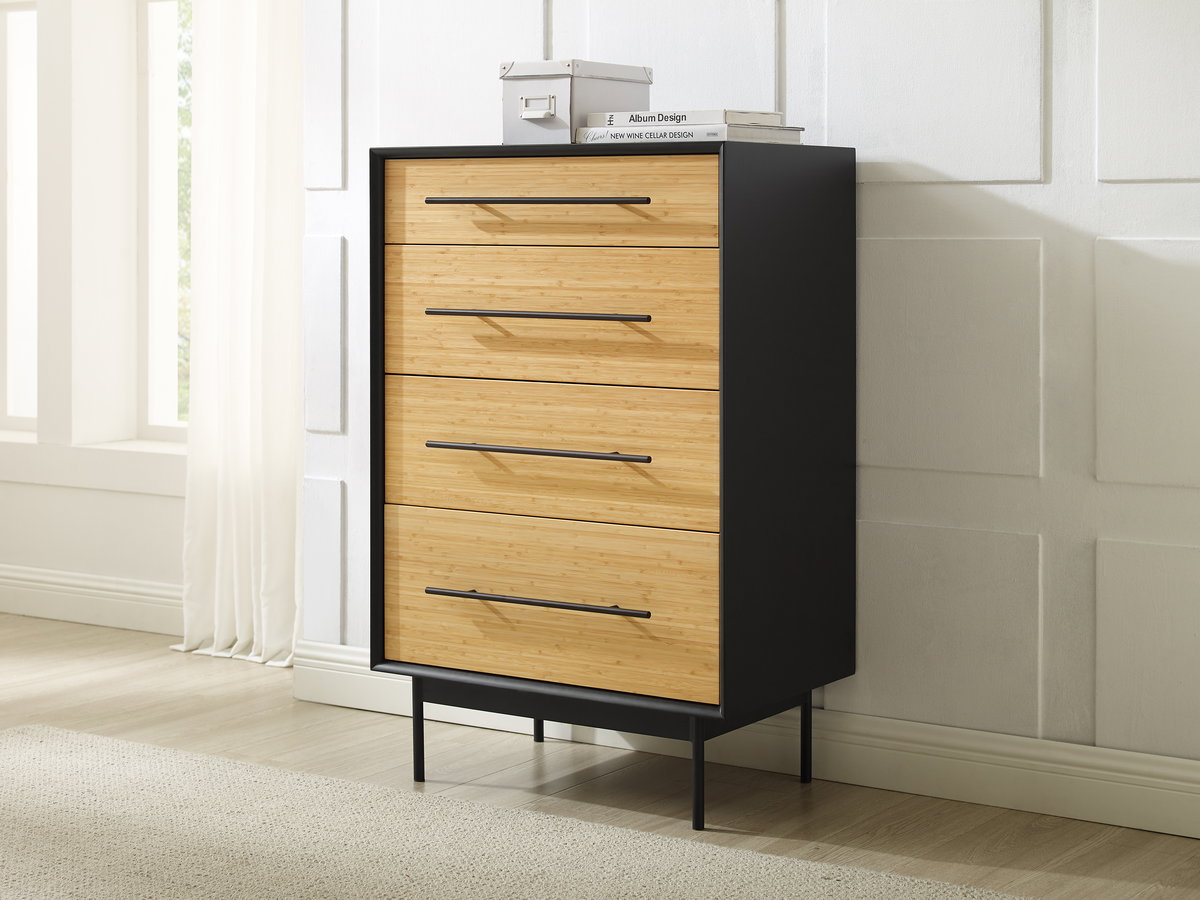 Santa Cruz 4 Drawer High Chest, Wheat, Dresser by Greenington, 18" length x 28.25" width x 44" height View 5