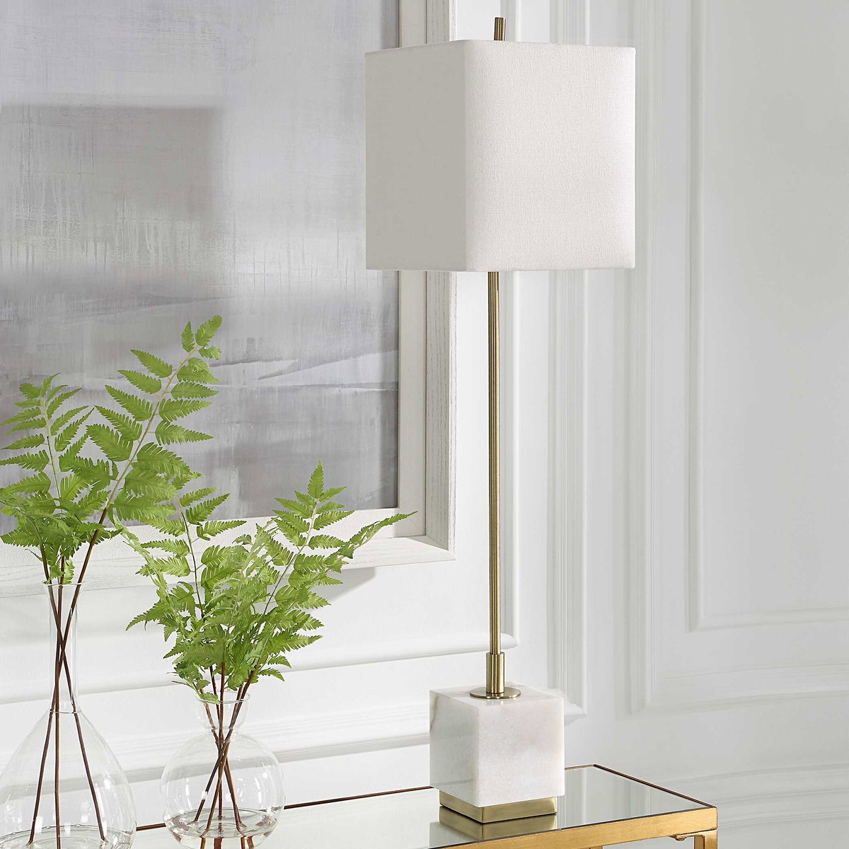Escort Brass Buffet Lamp, Floor Lamp by Uttermost, 9" width x 37" height x 9" depth View 4