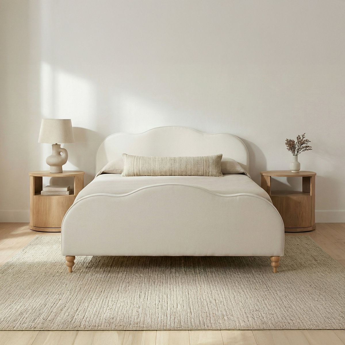 Jacqueline King Bed Cream, by Moe's Home, 81.1" width x 49.6" height x 89.8" depth View 5