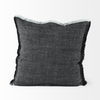 Malia 20L x 20W Black and Teal Fabric Fringed Pillow Cover thumbnail 1