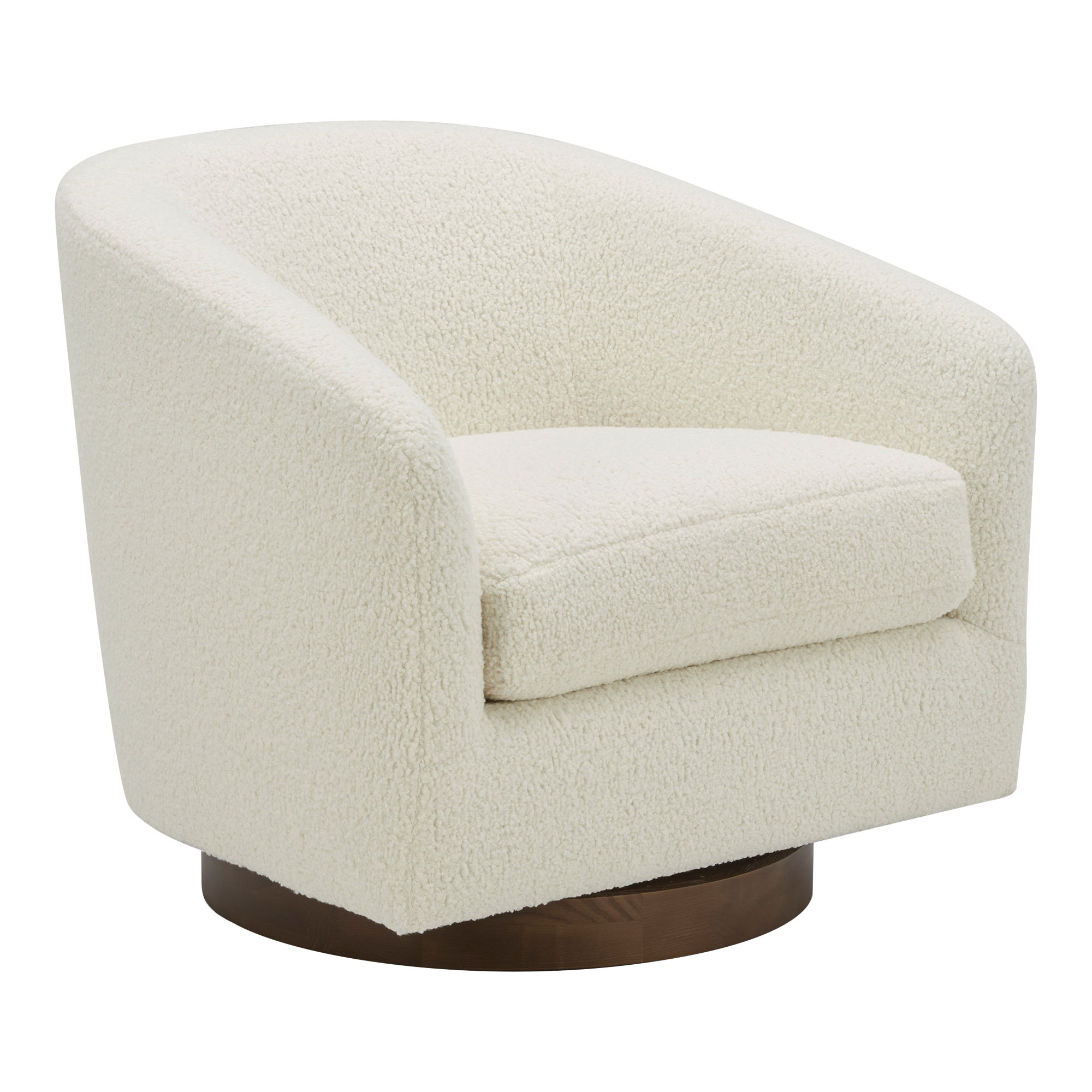 Oscy Swivel Chair Faux Shearling White, Accent Chair by Moe's Home, 31" width x 28" height x 31" depth View 2