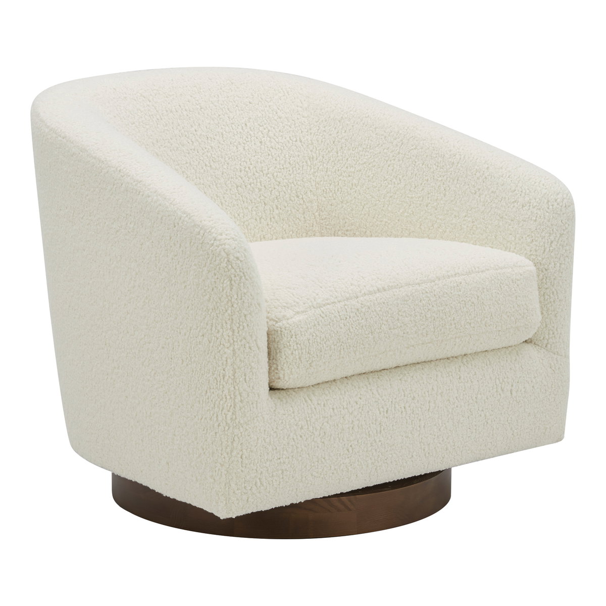 Oscy Swivel Chair Faux Shearling White, Accent Chair by Moe's Home, 31" width x 28" height x 31" depth View 2