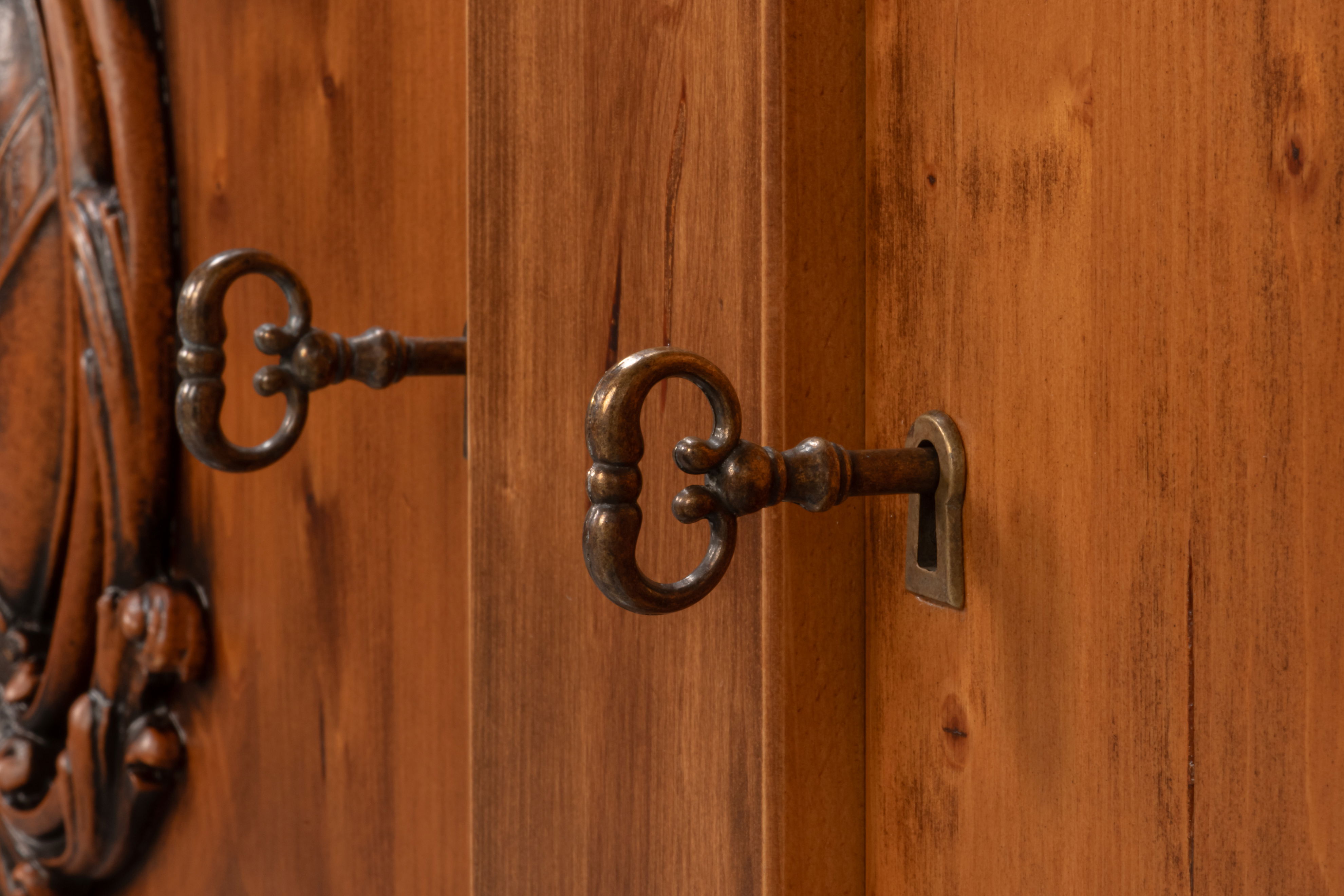 Crested Wall Cabinet,Noce Anticato, Cabinets & Sideboard by Sarreid, 96" length x 18" width x 39" height View 5