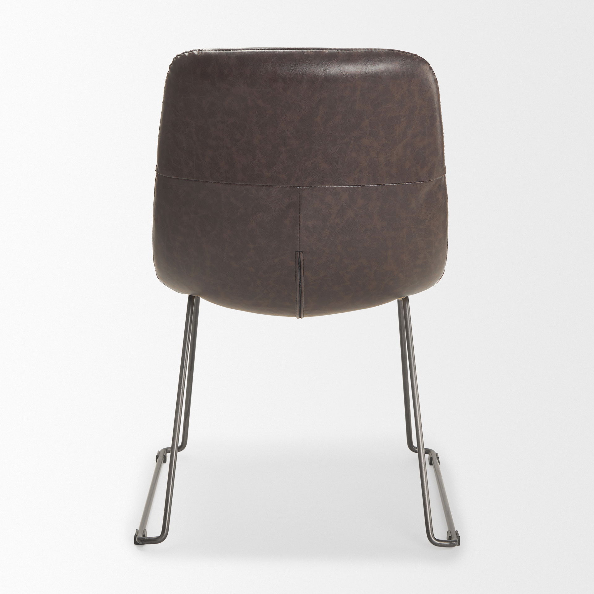 Sawyer I Dark Brown Faux-Leather Seat Black Iron Frame Dining Chair, by Mercana, 19" length x 24.25" width x 33" height View 5