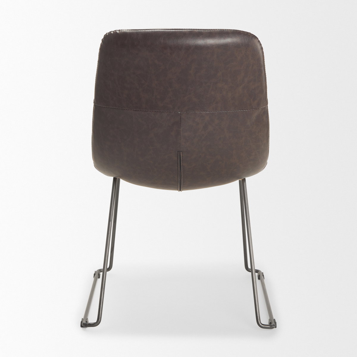 Sawyer Solid Back Dining Side Chair | Dark Brown Faux Leather with Iron, Dining Chair by Mercana, 19" length x 24.25" width x 33" height View 8