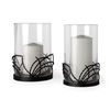 Cutlass I Set of Two Black Metal Base Table Candle Holders, Candles & Candle Holder by Mercana, 7.75" length x 7.75" width x 10.75" height thumbnail 1