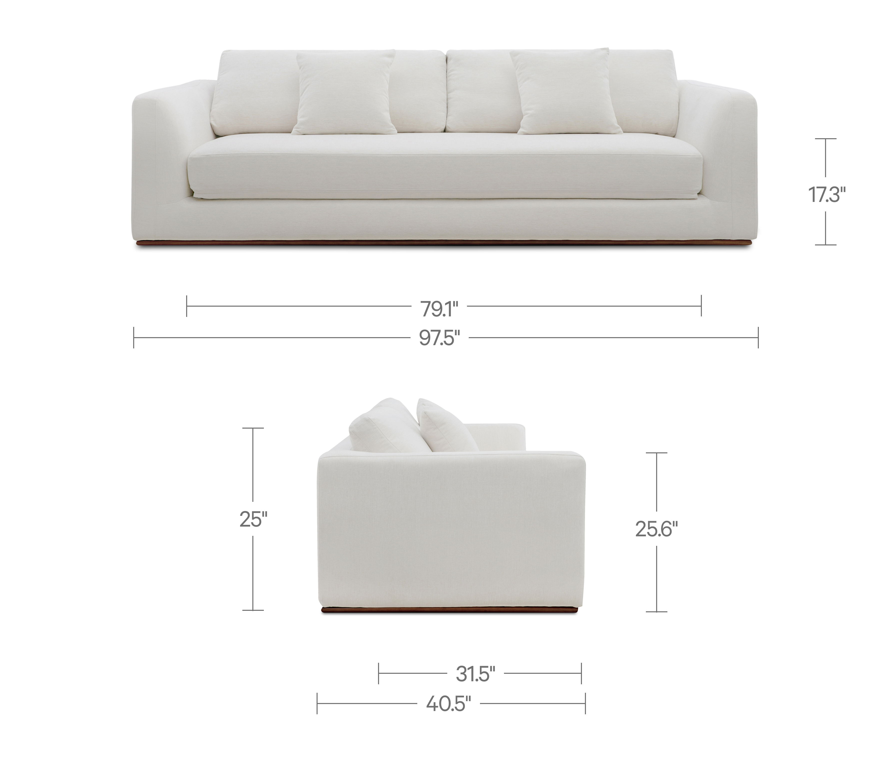 Rue Sleeper Sofa Off White, Sofa Bed by Moe's Home, 97.5" width x 25" height x 40.5" depth View 9
