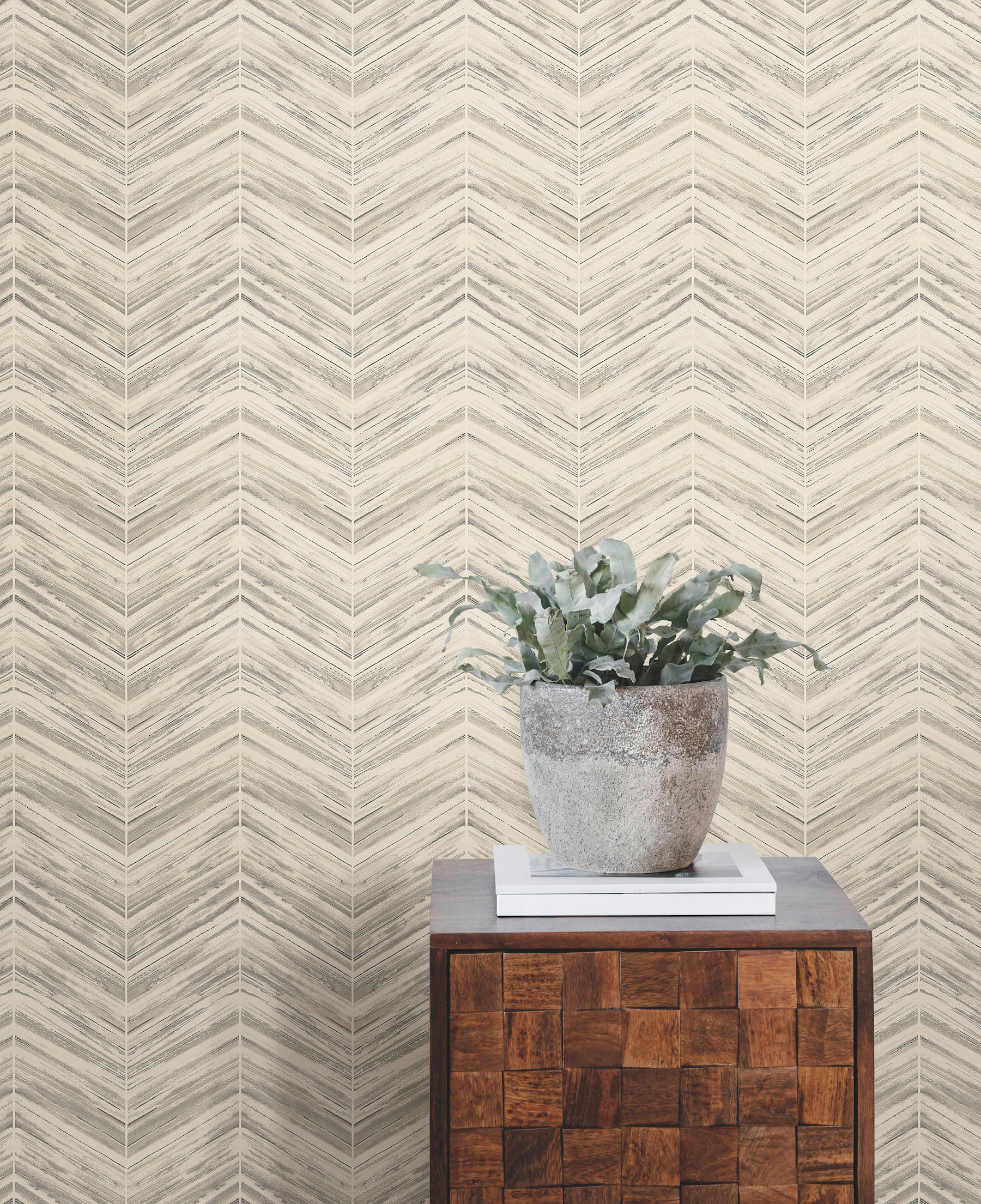 Petite Watercolor Chevron Cream Wallpaper large image 
