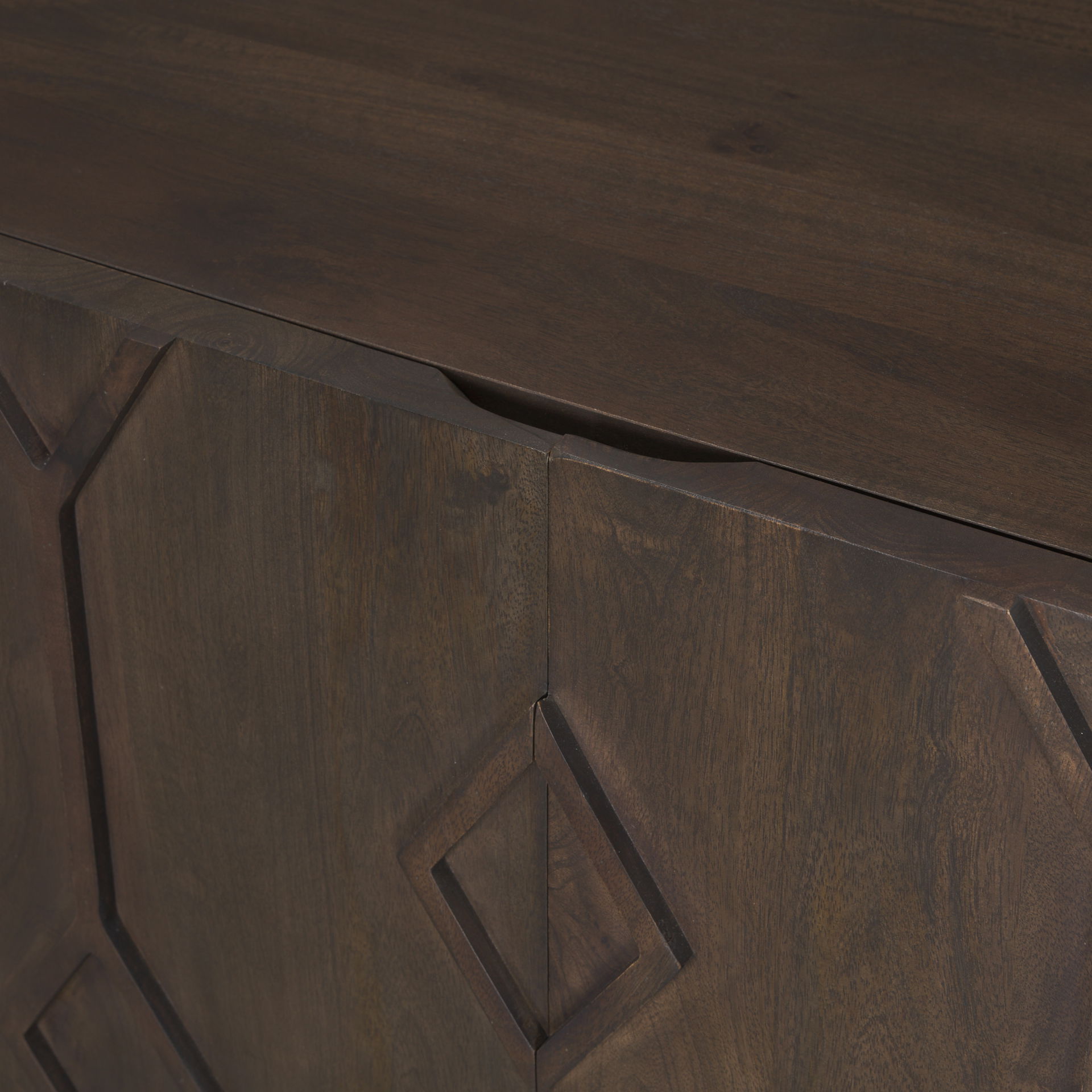 Heera Dark Brown Diamond Motif with Shelf Accent Cabinet, Cabinets & Chest by Mercana, 36" length x 16.25" width x 32" height View 10