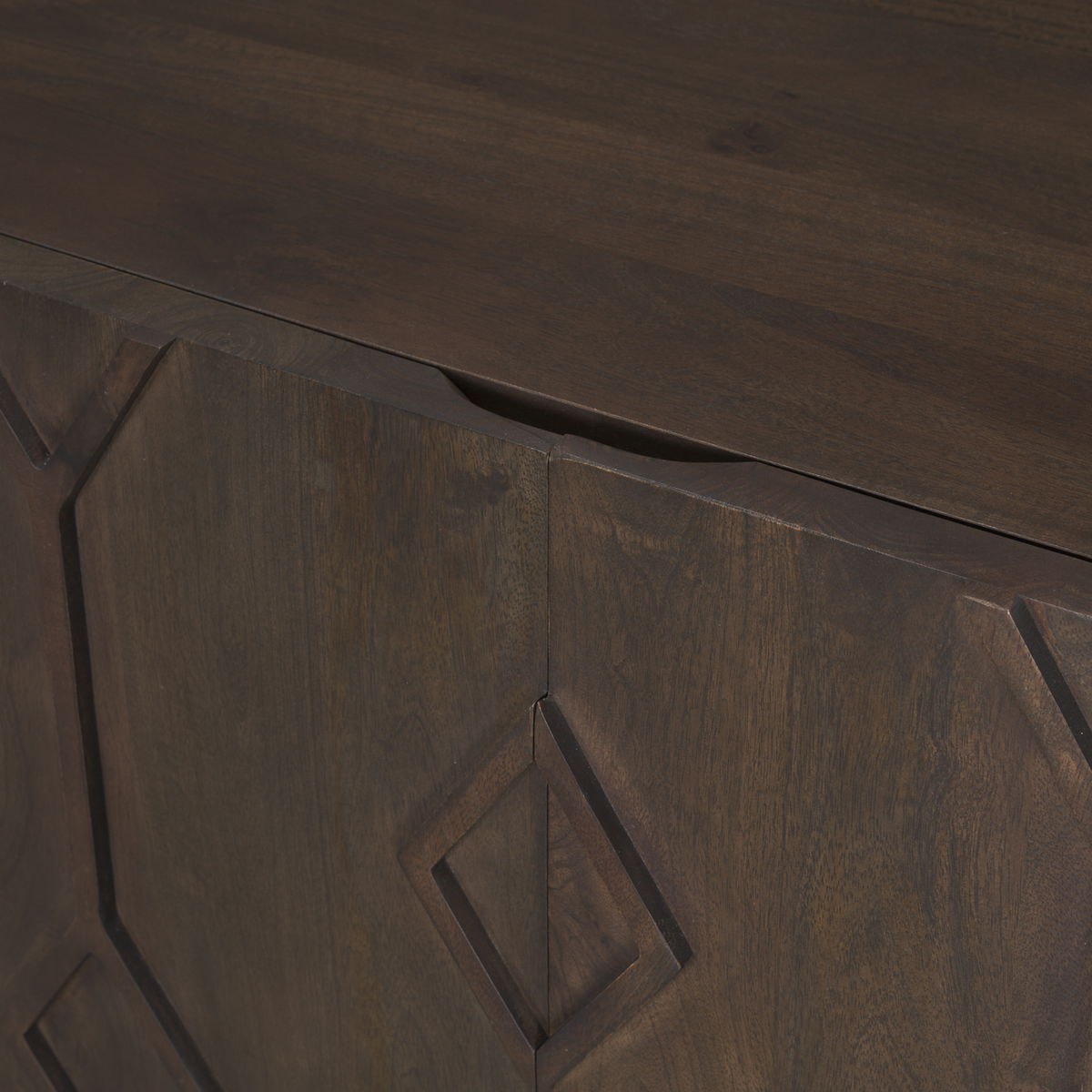 Heera Dark Brown Diamond Motif with Shelf Accent Cabinet, Cabinets & Chest by Mercana, 36" length x 16.25" width x 32" height View 10