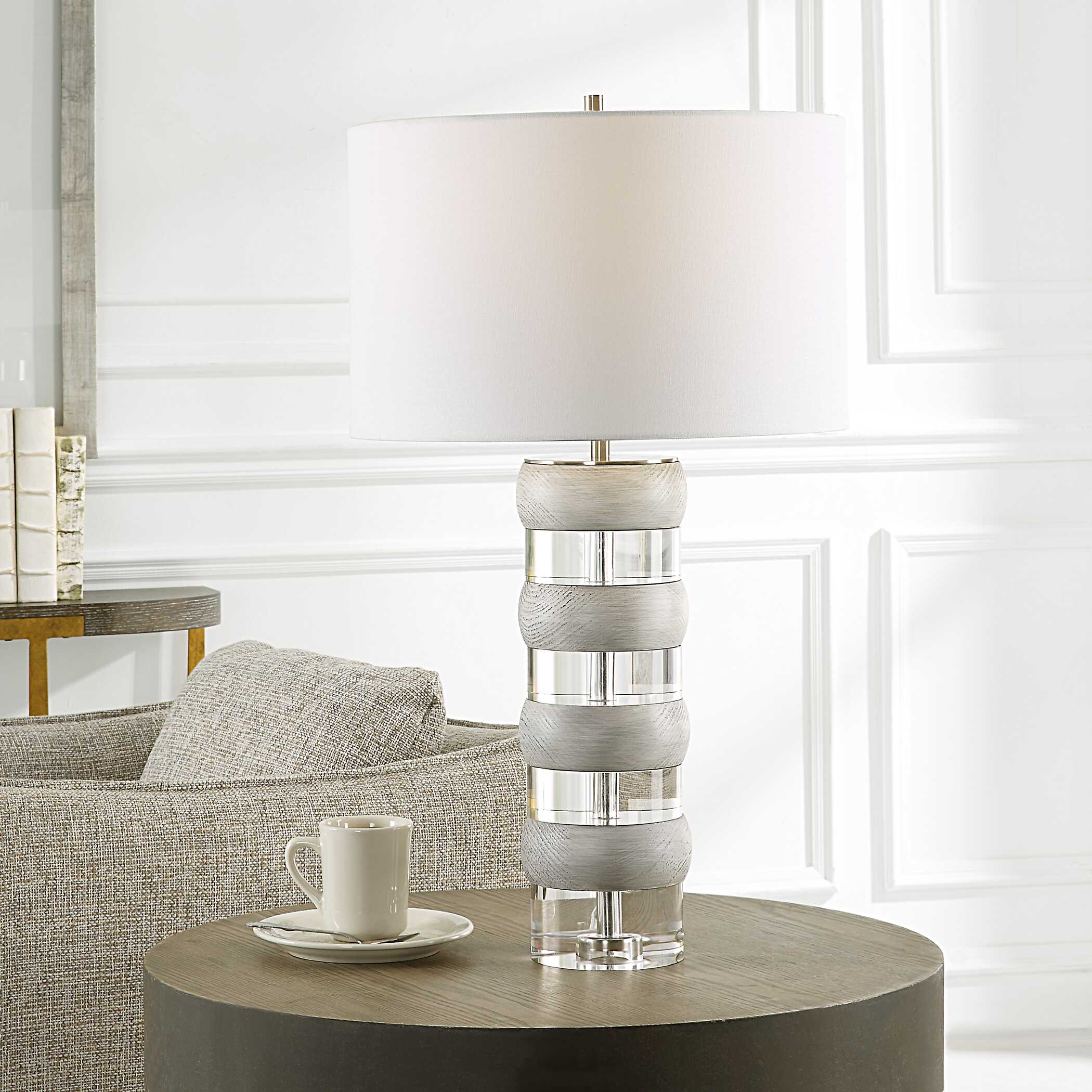 Band Together Crystal & Wood Table Lamp large image 