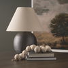 Sadiyah Black Brushed Metal with Beige Shade Table Lamp, by Mercana, 19.5" length x 19.5" width x 24" height thumbnail 2
