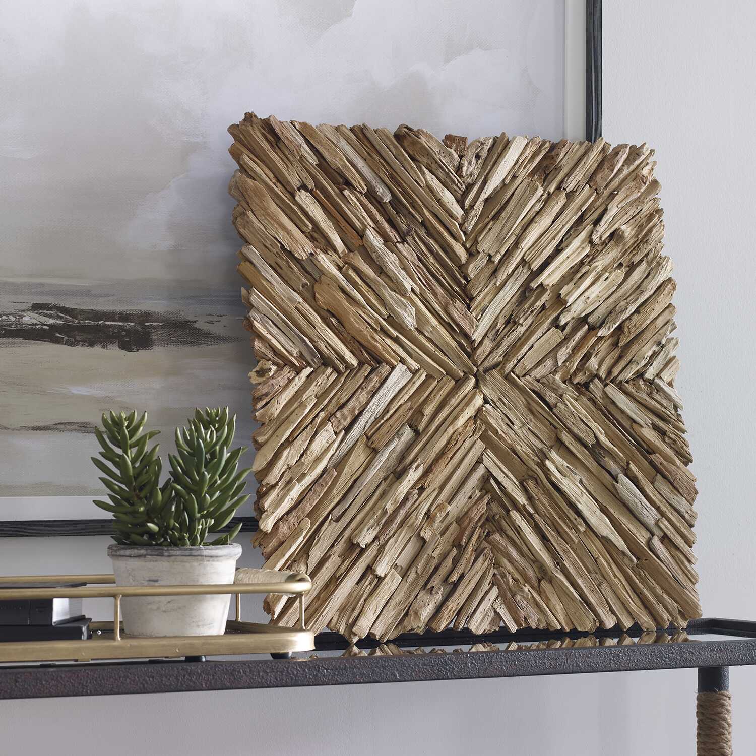 Outland Drift Wood Wall Decor, Sculptural Wall Art by Uttermost, 24" width x 24" height x 2.75" depth View 4