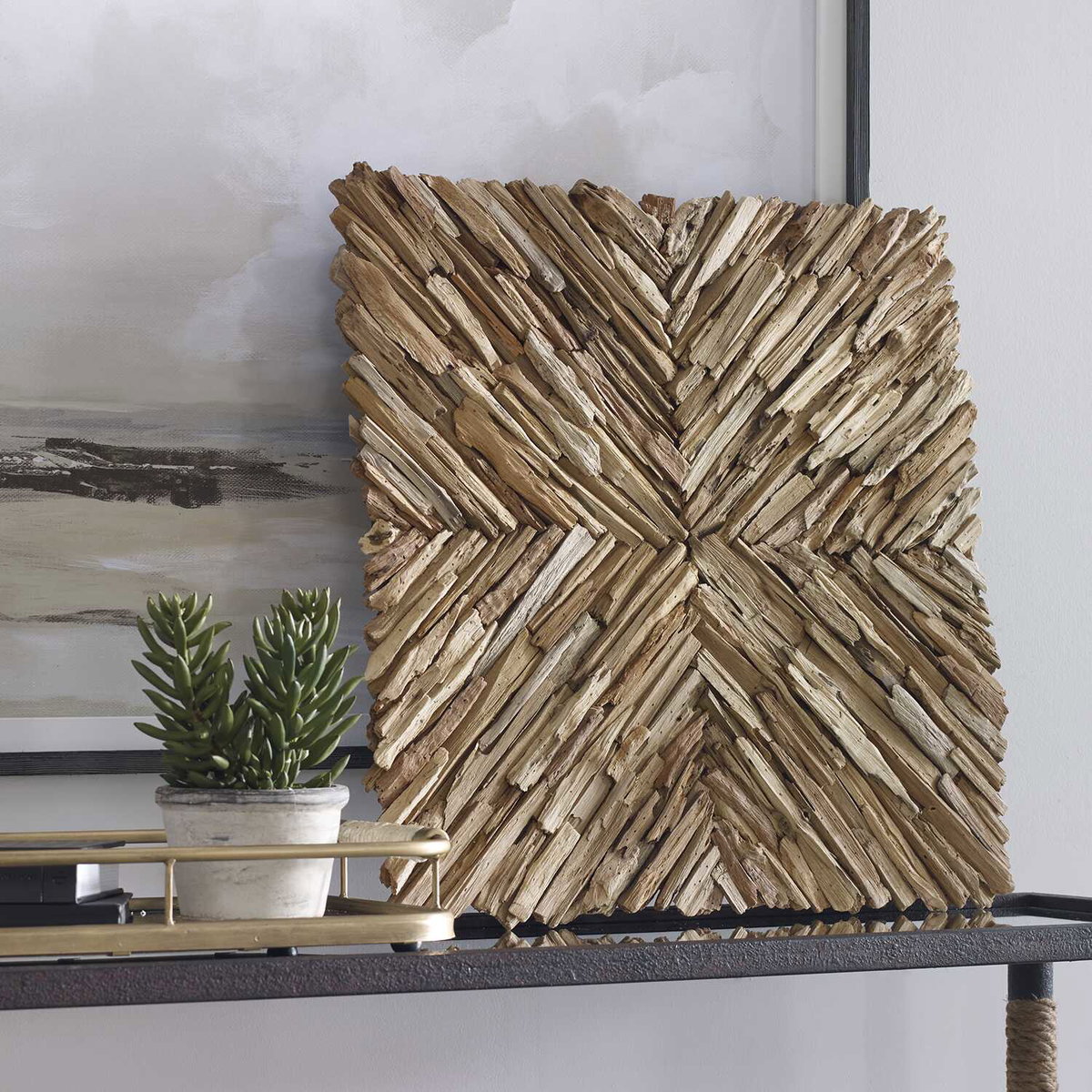 Outland Drift Wood Wall Decor, Sculptural Wall Art by Uttermost, 24" width x 24" height x 2.75" depth View 4