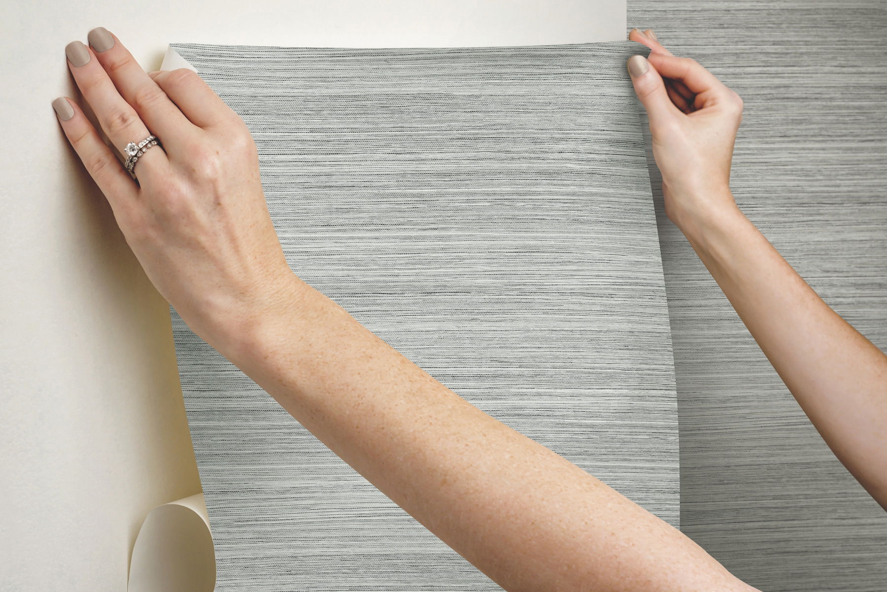 Cattail Weave Grey Peel & Stick Wallpaper large image 