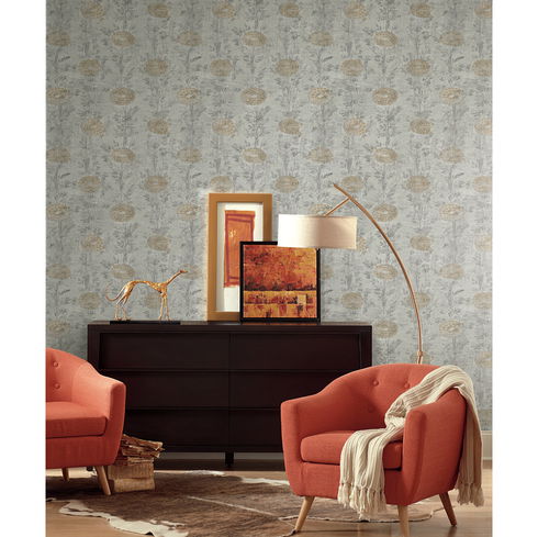 French Marigold Gold  & White Wallpaper