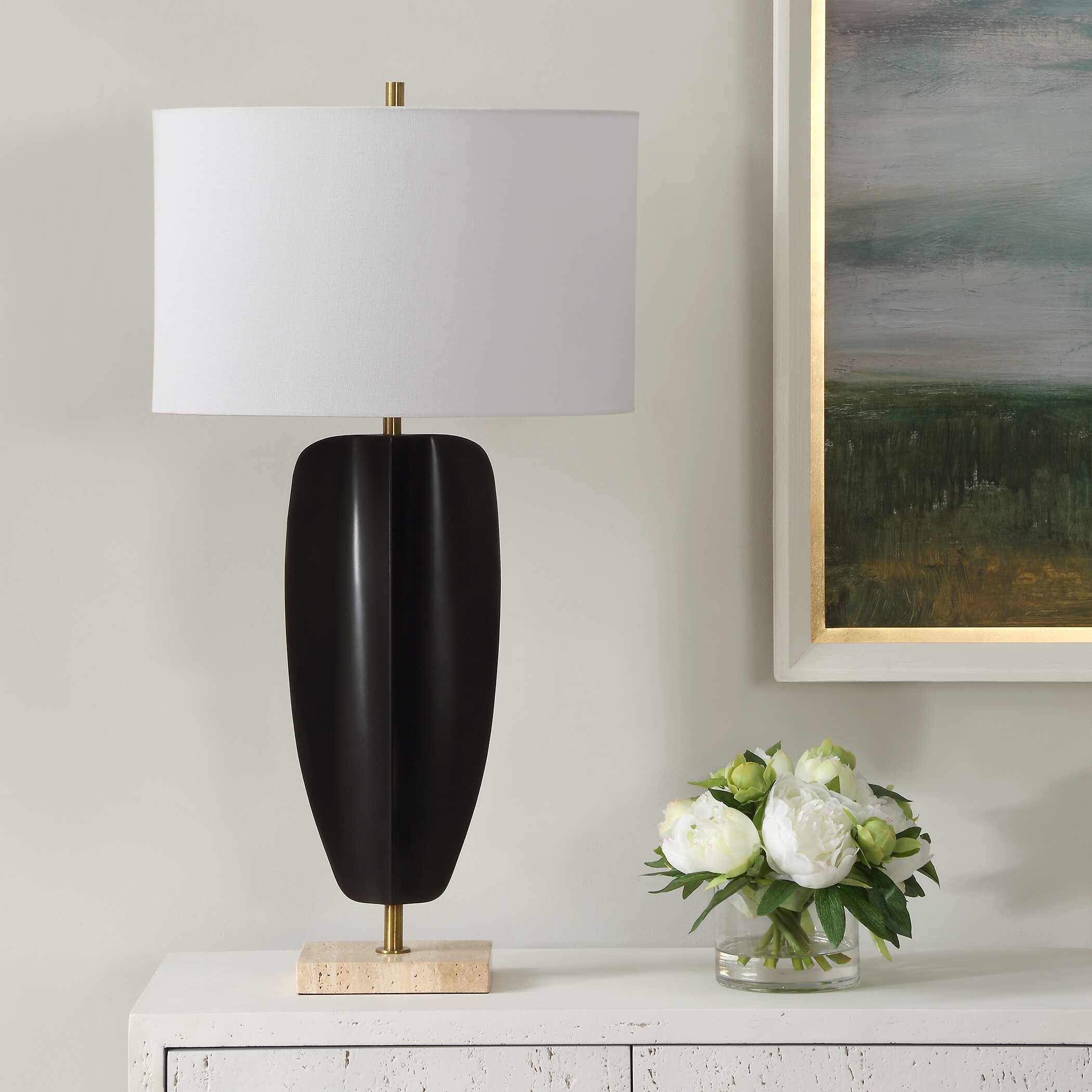 Kure Black Table Lamp, by Uttermost, 16" width x 30.25" height x 10" depth View 4