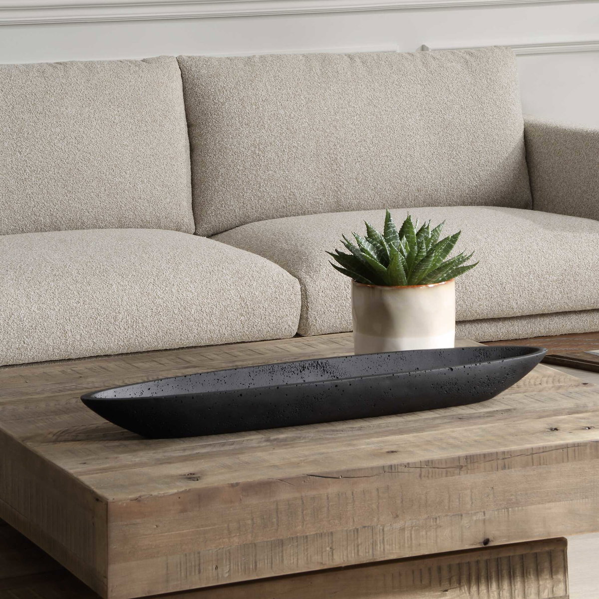Vessel Cast Black Canoe Bowl, Decorative by Uttermost, 29" width x 2.75" height x 6.5" depth View 3