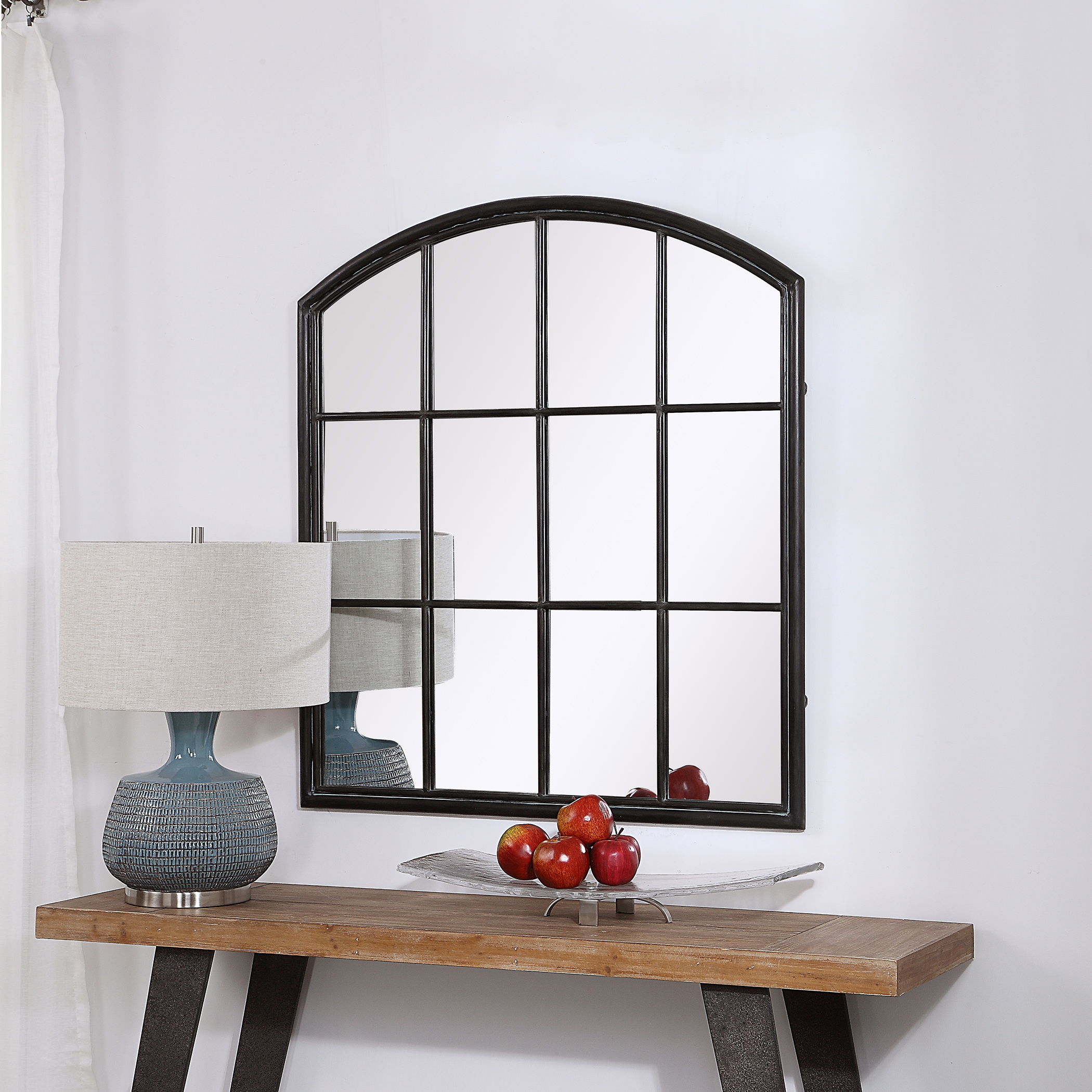 Lyda Aged Black Arch Mirror large image 