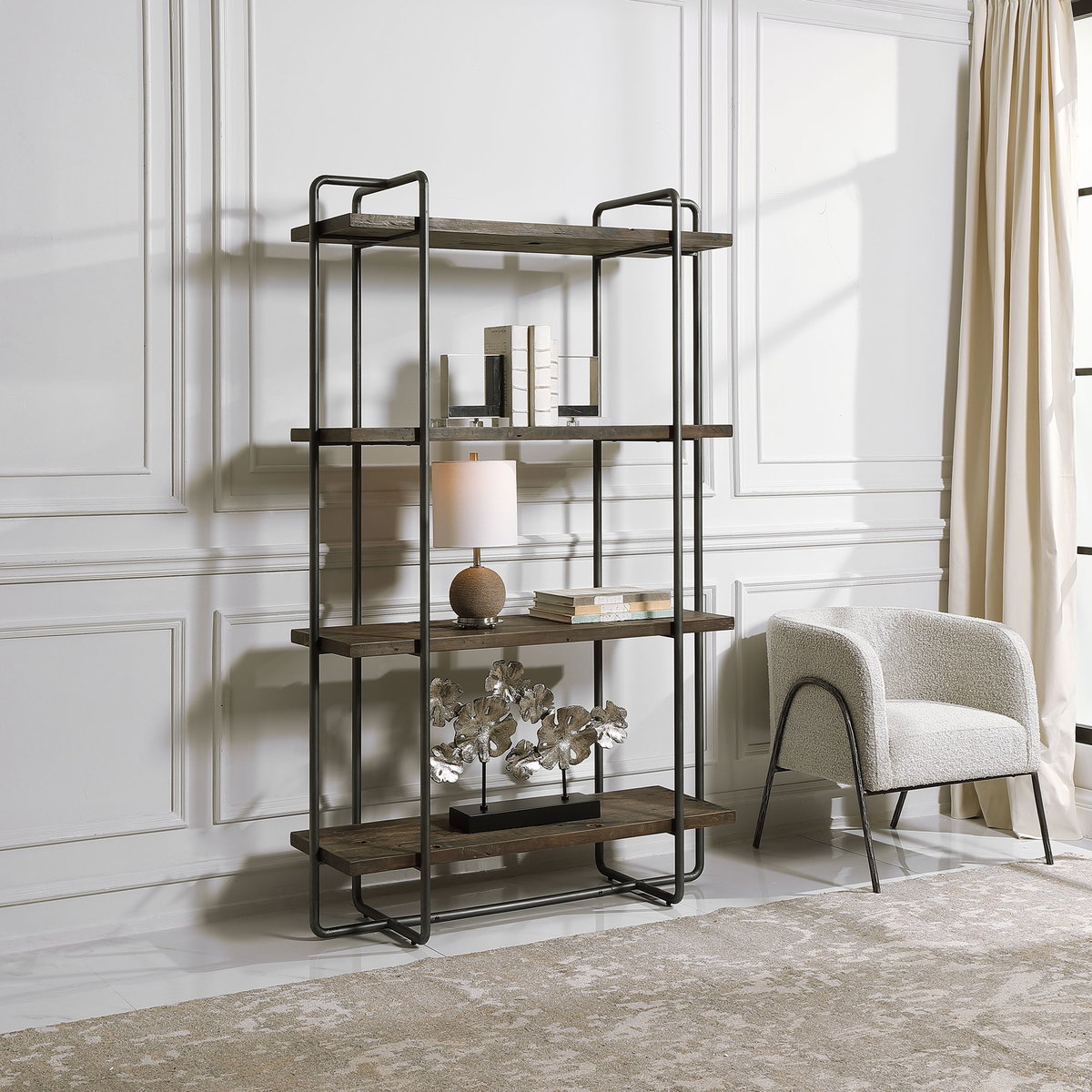 Stilo Urban Industrial Etagere, Shelving & Bookcase by Uttermost, 49.5" width x 79.5" height x 18" depth View 2