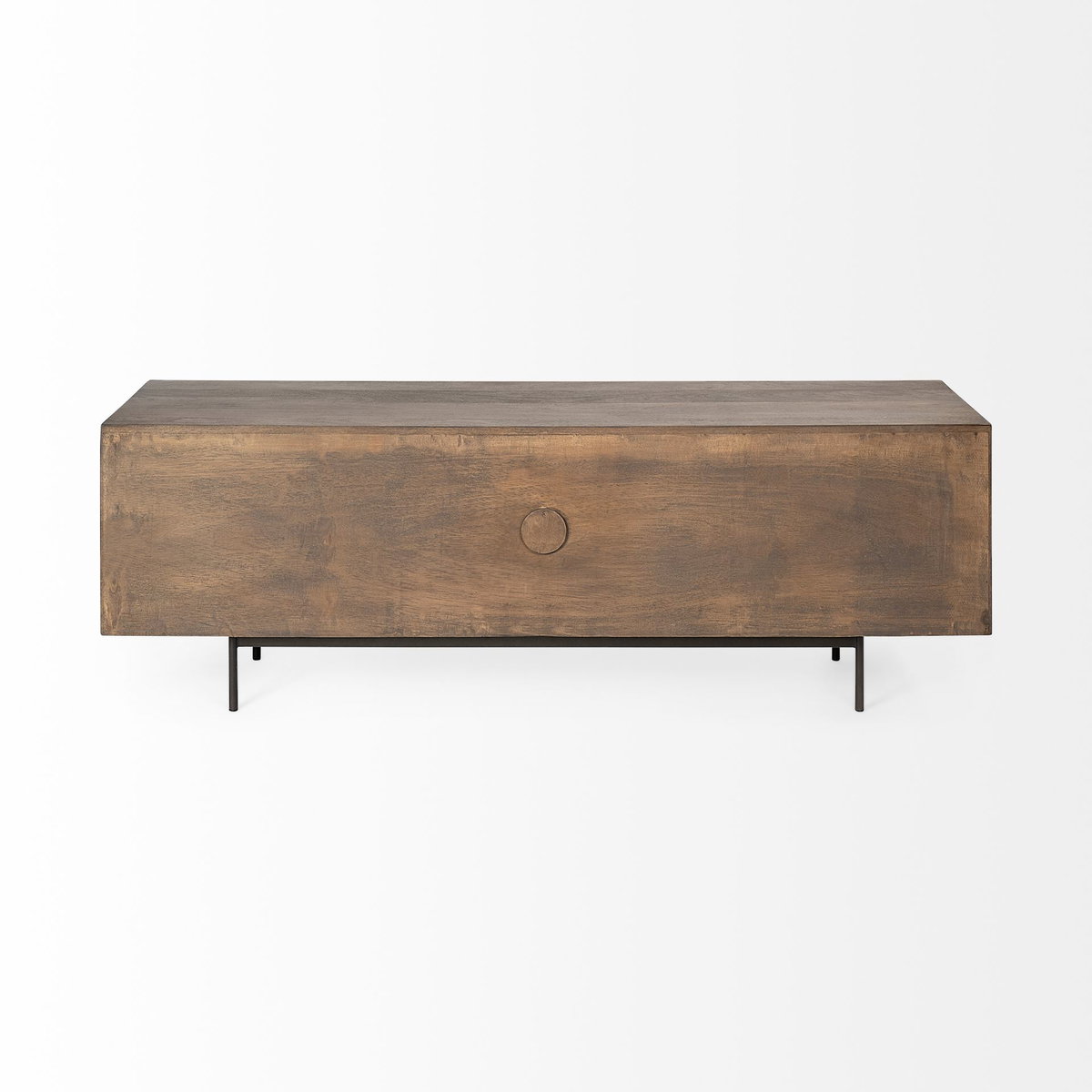 Grace I Two-Toned Brown Solid Wood TV Stand Media Console with Slated Doors, TV up to 82', by Mercana, 72" length x 20.5" width x 24.25" height View 6