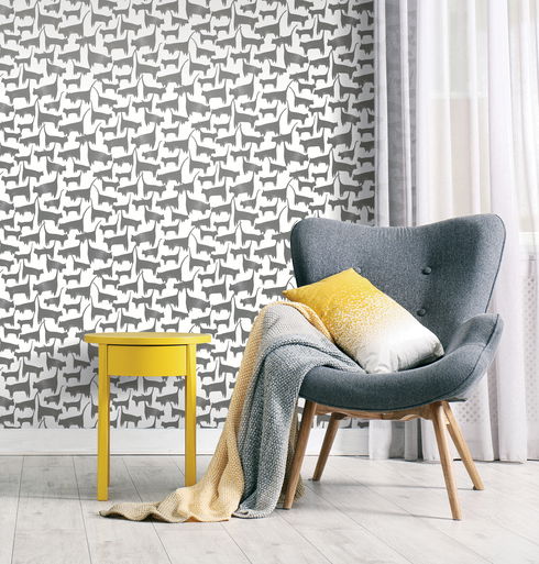 Cat Tails Black Peel & Stick Wallpaper