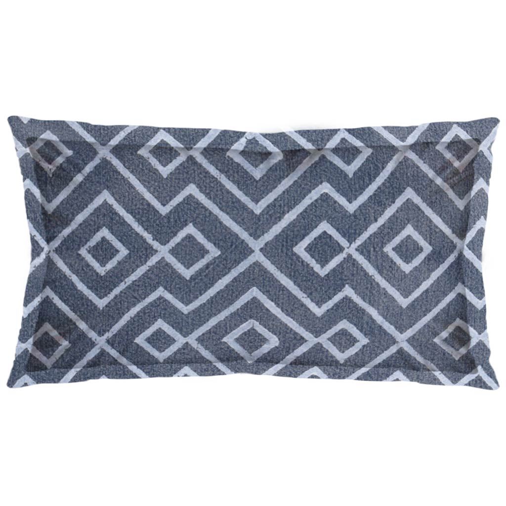 Boswell 14x26 Blue Diamond Patterned Pillow Cover, Decorative Pillow by Mercana, 14.17" length x 26" width x 0.2" height