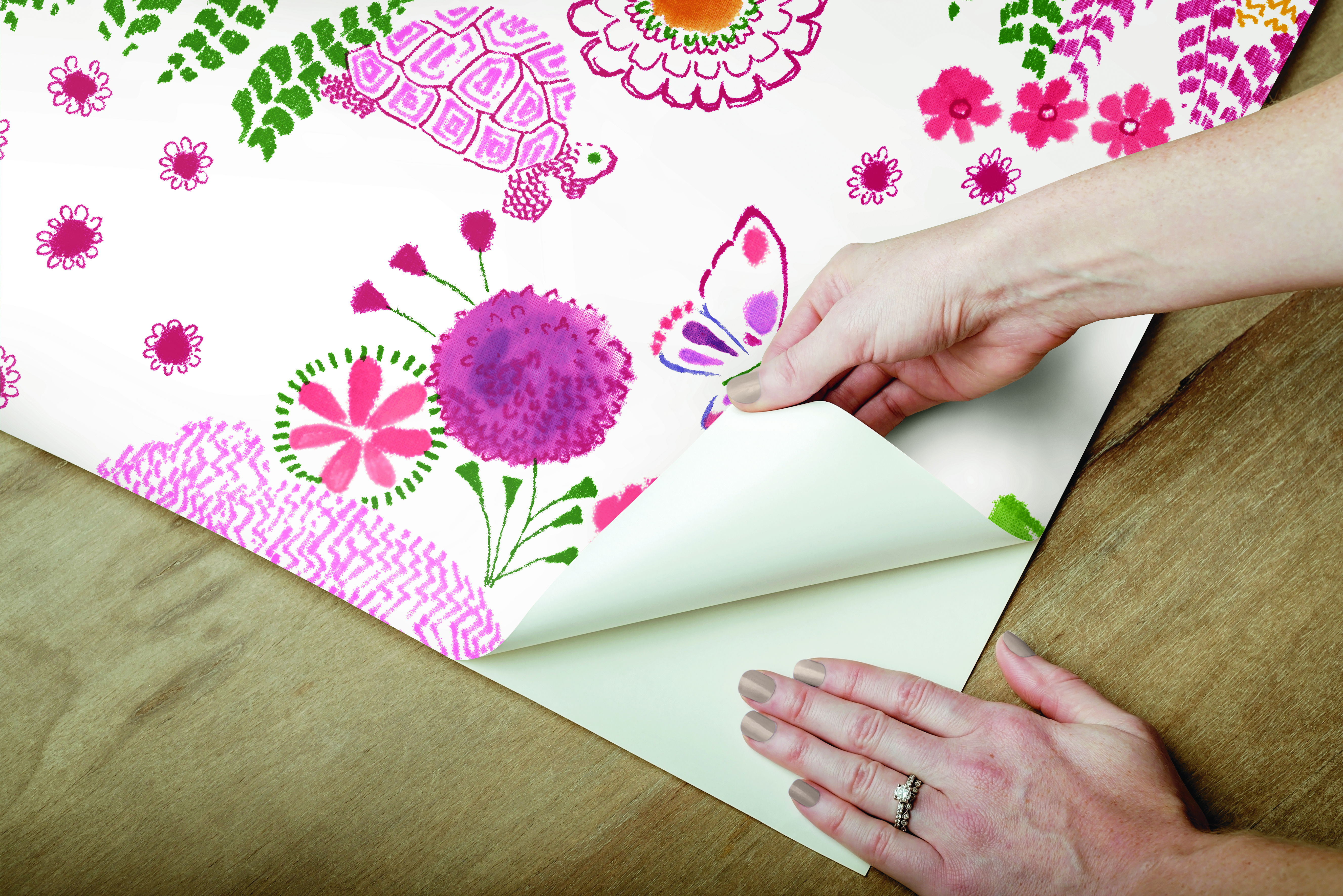 Reverie Pink & Green Peel & Stick Wallpaper, by York Wall, 20' length x 2'3" width x 0.02" depth View 5