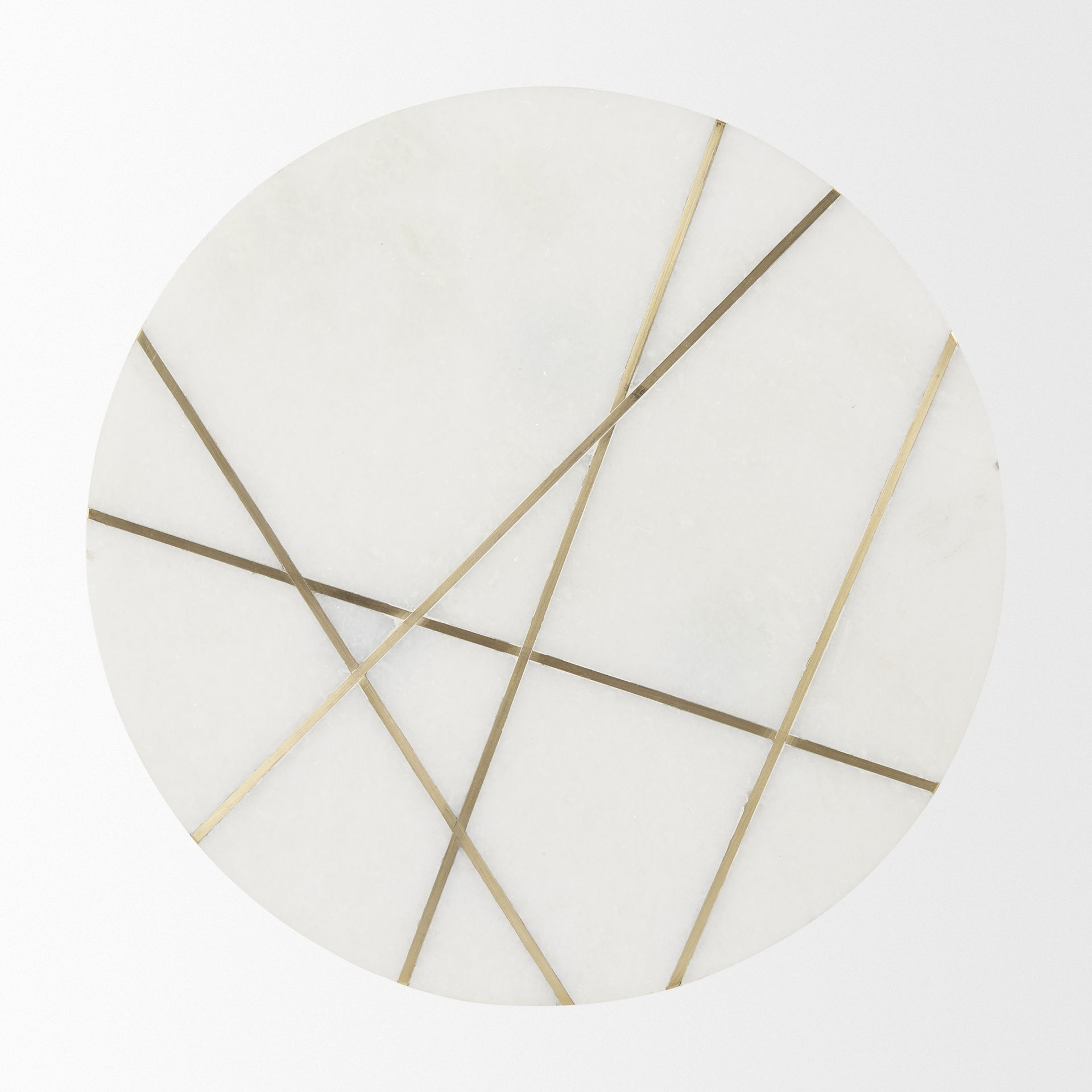 Vivienne  White Marble with Antique Gold Metal Round Large Accent Table, Side & End Table by Mercana, 18" length x 18" width x 23" height View 6