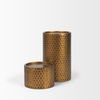 Gage Antiqued Gold Honeycomb Textured Metal Candle Holder (Set of 2) thumbnail 3