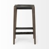 Nell Backless 30in Seat Bar Stool | Black Metal with Light Brown Wood, Counter & Bar Stool by Mercana, 18" length x 15" width x 30" height thumbnail 6