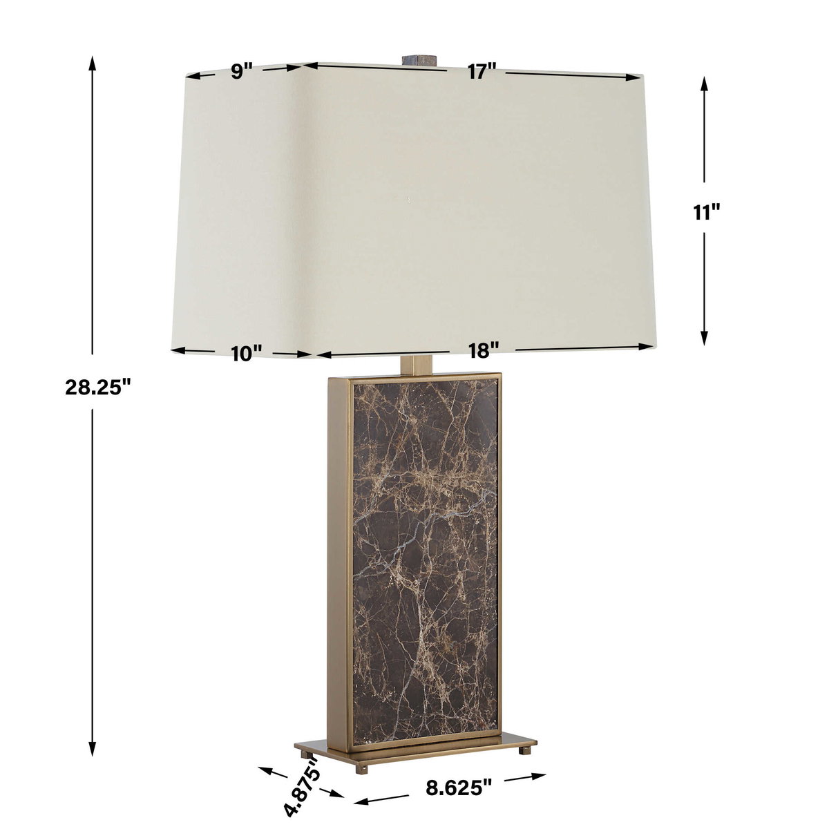 Lafferty Marble Table Lamp, by Uttermost, 1'6" width x 2'4.25" height x 1'6" depth View 3
