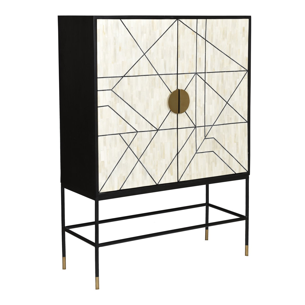 Shaws Cabinet Cream And Black, Cabinets & Sideboard by Moe's Home, 40" width x 55" height x 16" depth View 2