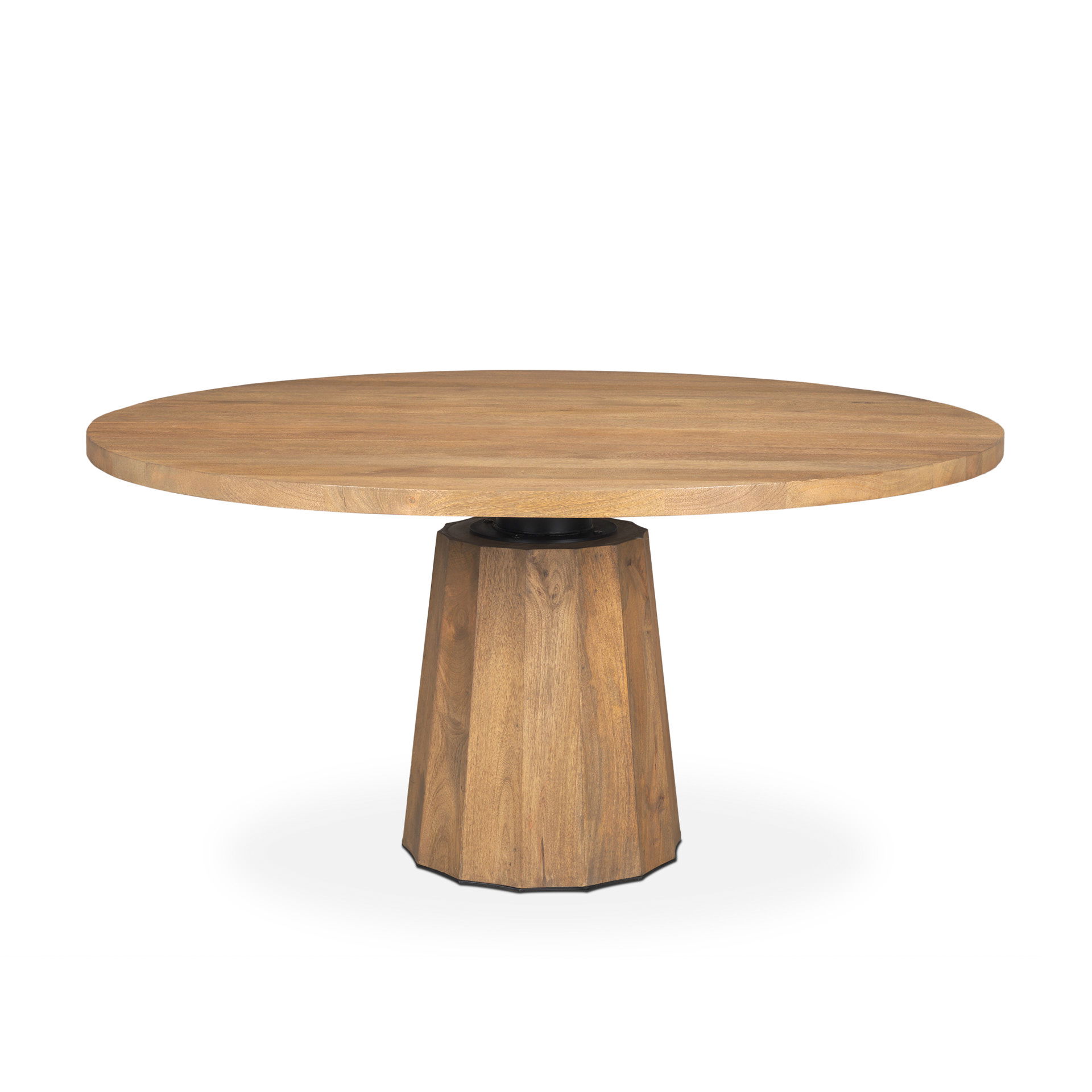 Swanson 60' Light Brown Wood Round Pedestal Dining Table, by Mercana, 60" length x 60" width x 30" height View 1