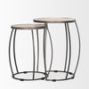 Clapp Round Light Brown with White Wash Wood and Silver Metal Nesting Accent Tables (Set of 2), Side & End Table by Mercana, 19" length x 19" width x 26" height thumbnail 5
