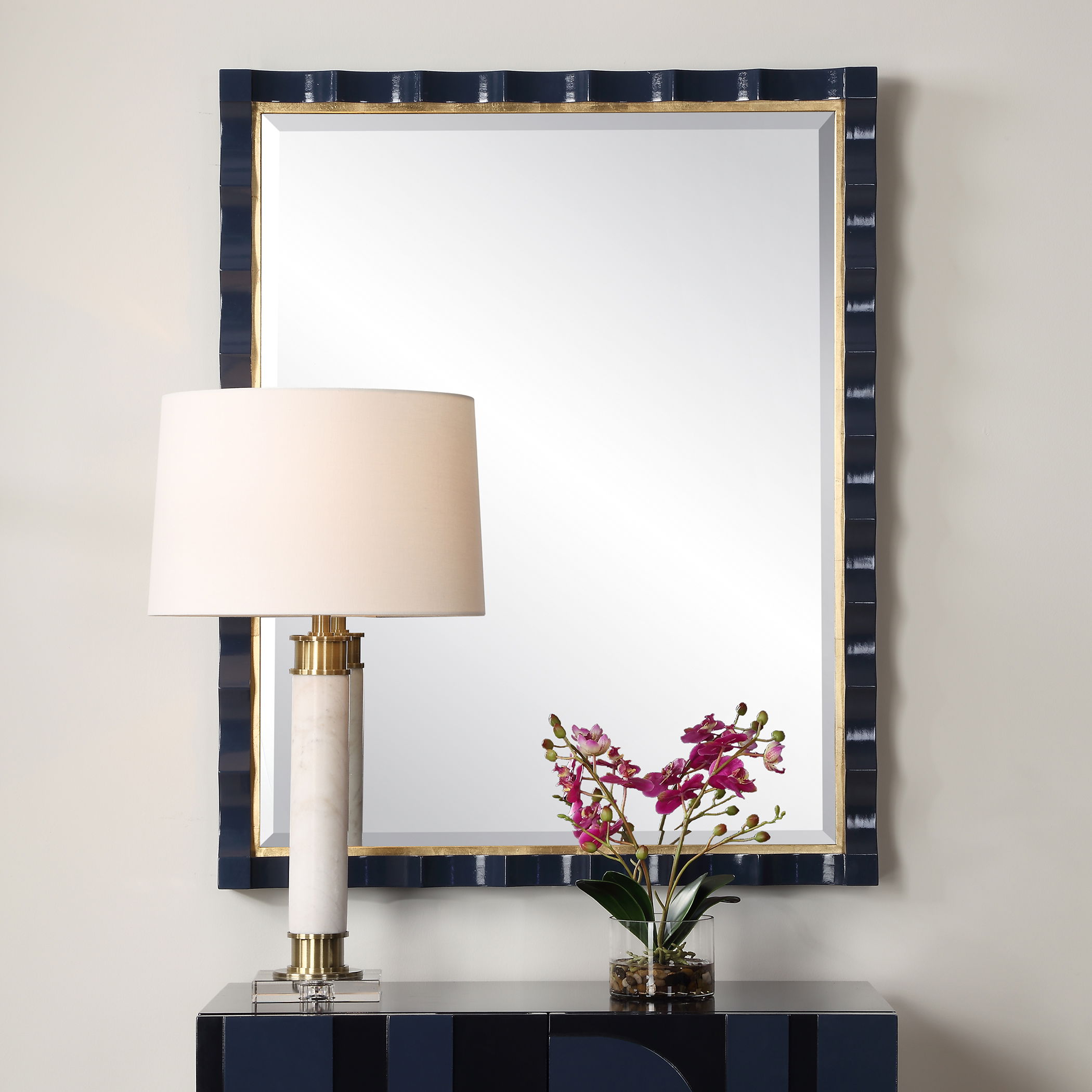 Gulf Navy Blue Mirror, by Uttermost, 31" width x 39" height x 2.25" depth View 2