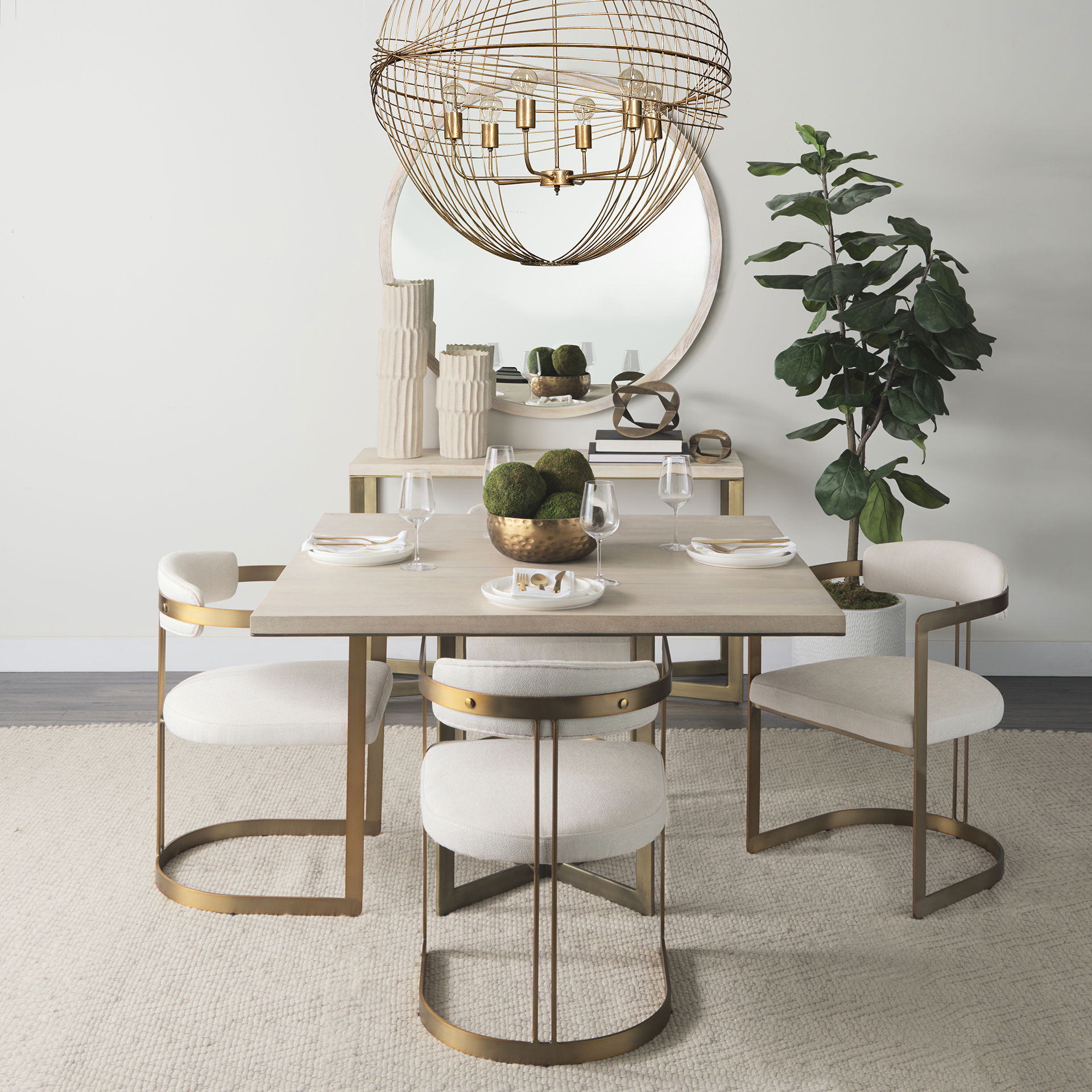 Chiron II 36L x 36W x 38H Gold Metal Globe Six Bulb Chandelier, by Mercana, 36" length x 36" width x 38" height View 2