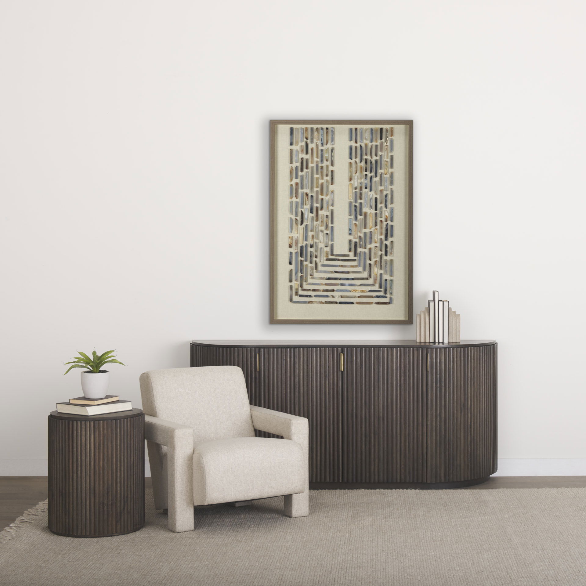 Terra 72L x 18W x 32H Dark Brown Wood Fluted Sideboard large image 