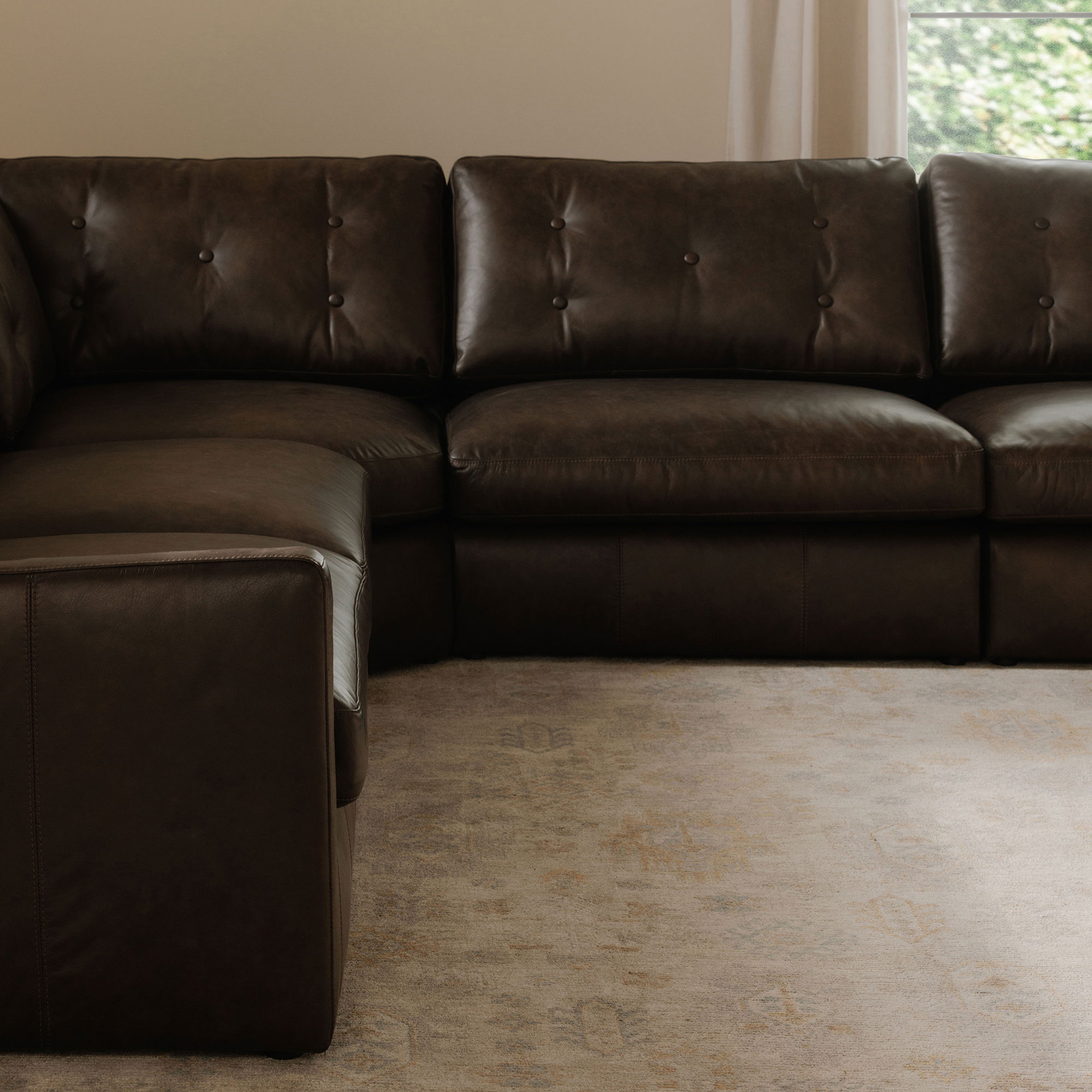 Thurlow Left Arm Facing Chair Espresso Brown Leather large image 