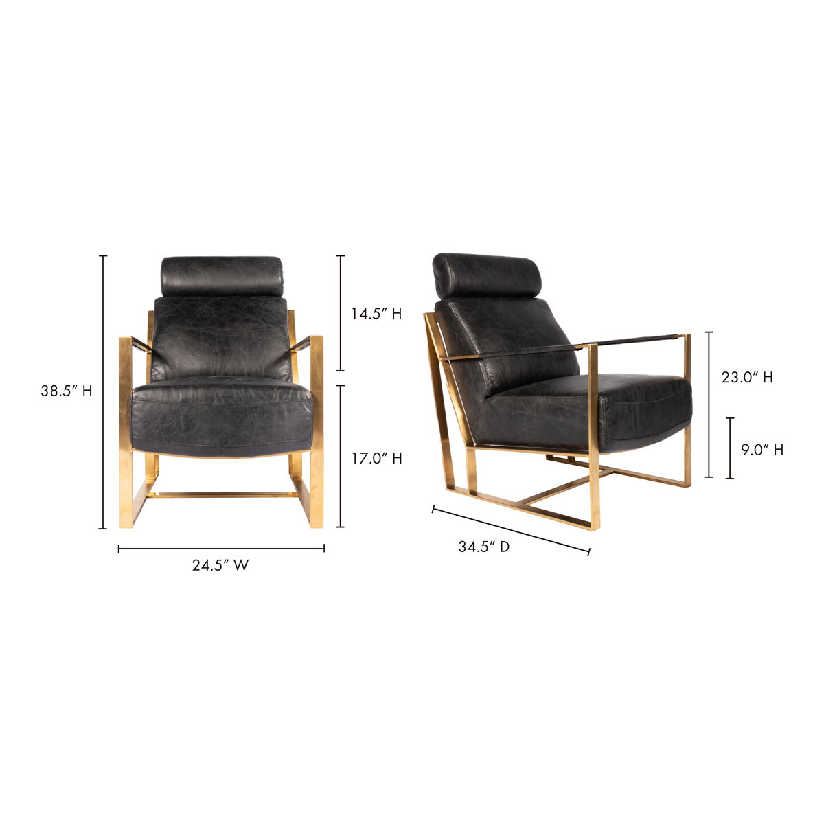 Paradiso Chair Black, Accent Chair by Moe's Home, 24.5" width x 38.5" height x 34.5" depth View 13