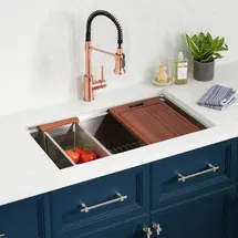 Online Designer Kitchen Melbrook 31" Undermount Single Basin Stainless Steel Workstation Kitchen Sink with Accessories