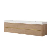 Online Designer Bathroom Vali 84" Double Sink Bath Vanity in North American Oak with Composite Sink Top