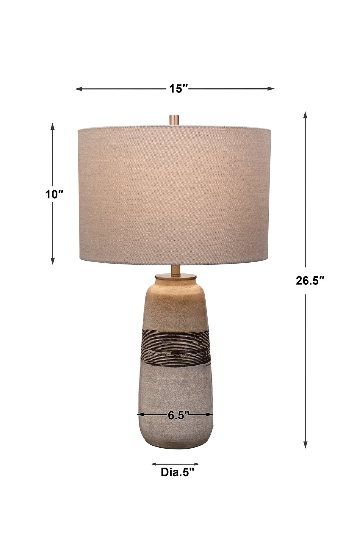 Comanche White Crackle Table Lamp, by Uttermost, 15" width x 26.5" height x 15" depth View 3