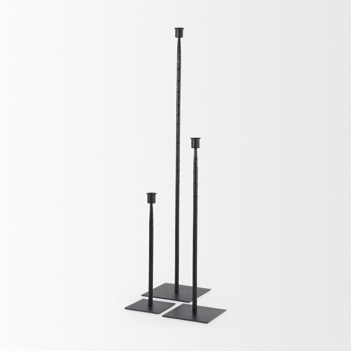 Porter  Small Black Iron Candle Holder, Candles & Candle Holder by Mercana, 4.5" length x 4.5" width x 12" height View 11